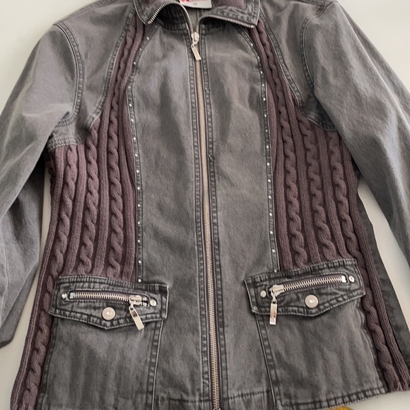 ACEZUNG Jean Jacket with Cable Knit Sweater Design - Picture 8 of 16